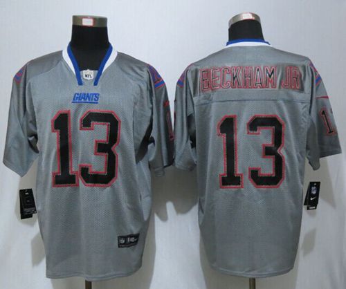 Nike Giants #13 Odell Beckham Jr Lights Out Grey Men's Stitched NFL Elite Jersey - Click Image to Close